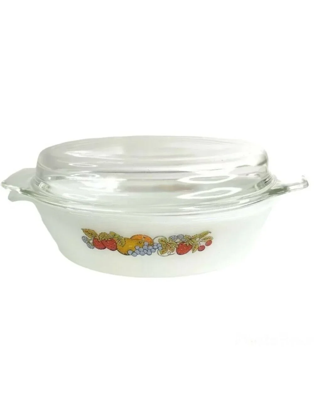 Casserole Dish Fire King Nature Bounty Oval 433 Anchor Hocking Lidded 1.5 q 1976